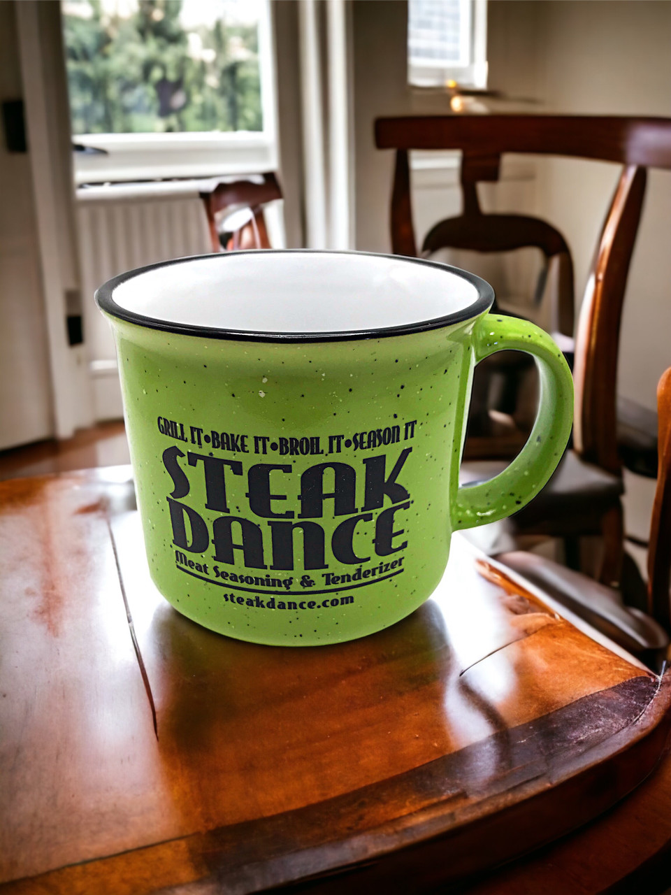 Steak Dance Campfire Ceramic Mug 15oz. Green