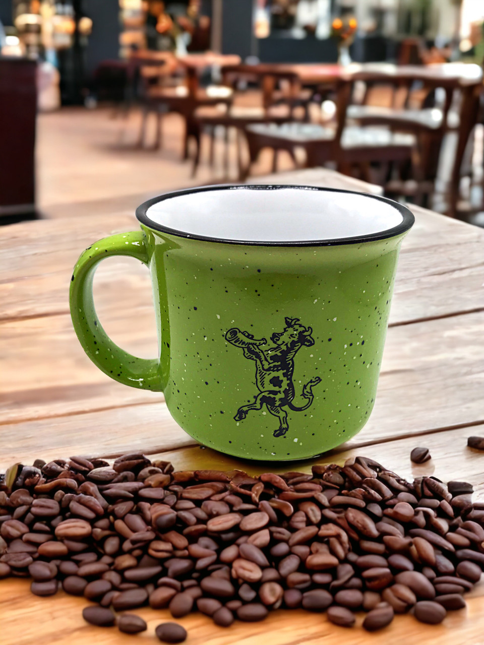 Steak Dance Campfire Ceramic Mug 15oz. Green