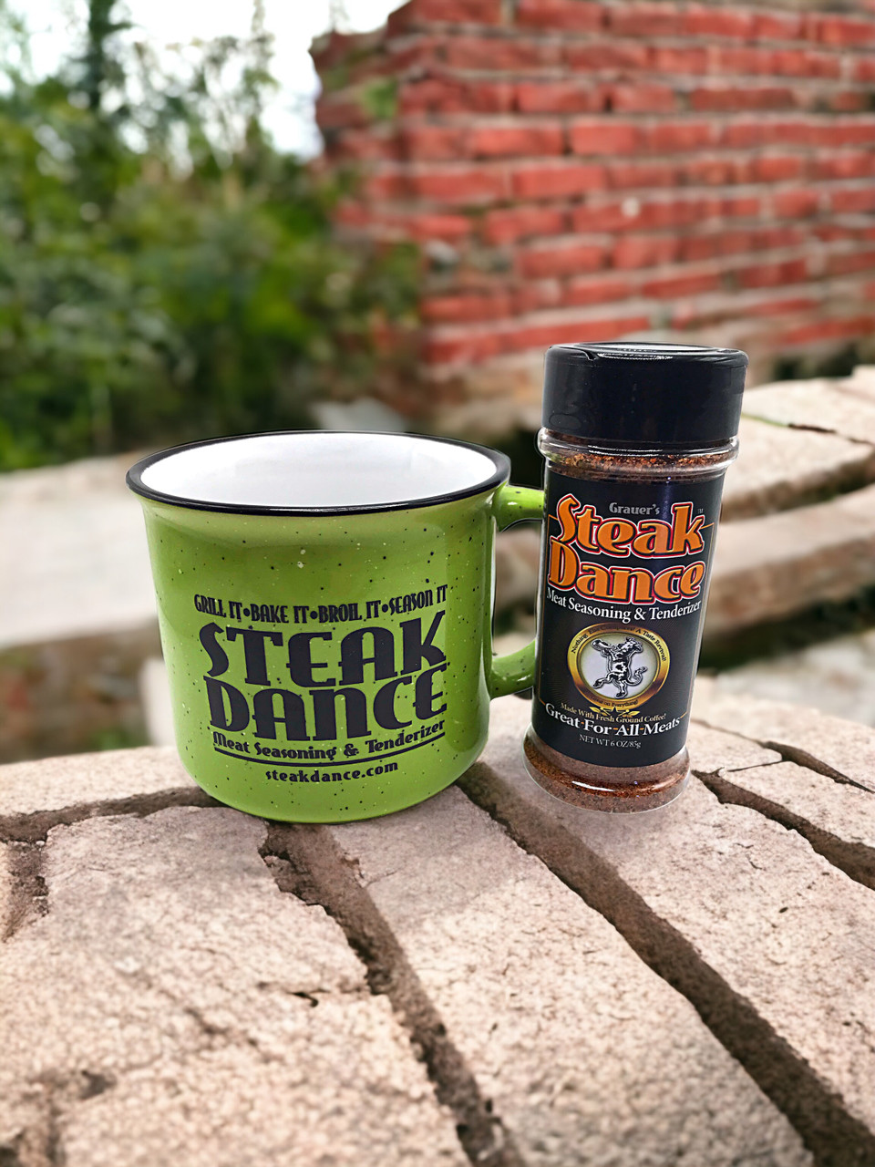 Steak Dance Campfire Ceramic Mug 15oz. Green