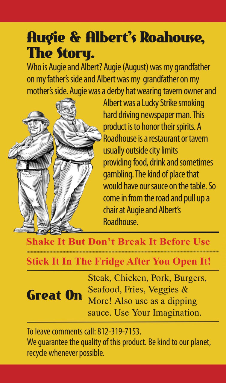 BUY ONE GET THE SECOND AT HALF PRICE! Augie & Albert's Roadhouse All Purpose Table Sauce