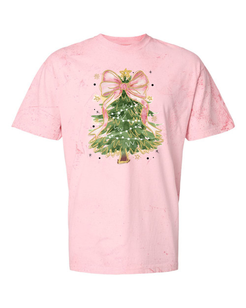 Christmas Tree with Bow Colorblast T Shirt Christmas Tree with Bow Colorblast T Shirt
