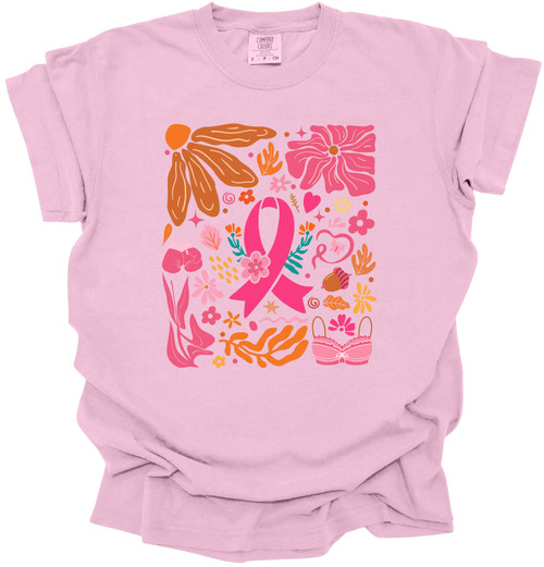 Floral Breast Cancer Comfort Color Floral Breast Cancer Comfort Color