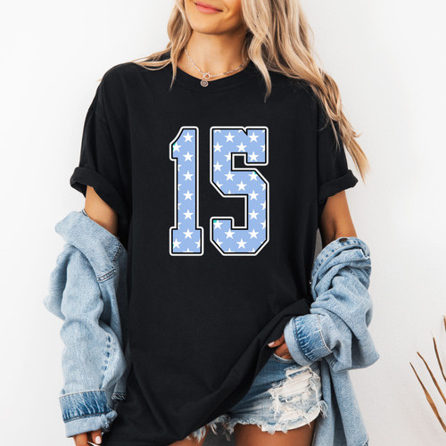 CUSTOM Star # T Shirt - Youth & Adult Sizes