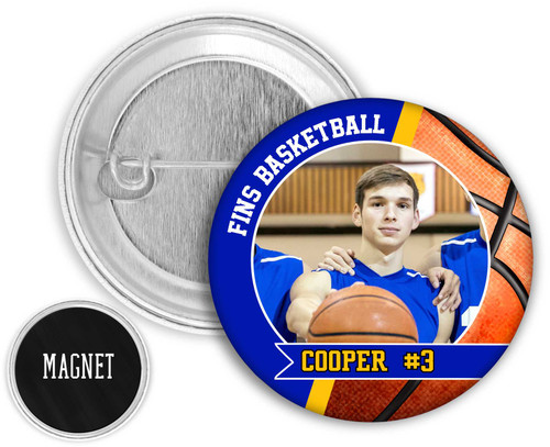 Fins Basketball Photo BUTTON or MAGNET