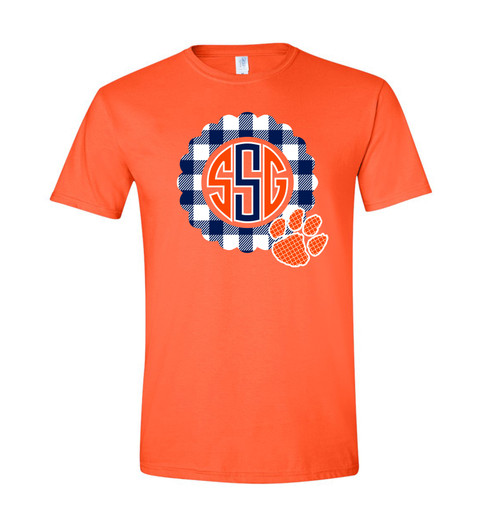 Navy & Orange Monogram  Softstyle T shirt