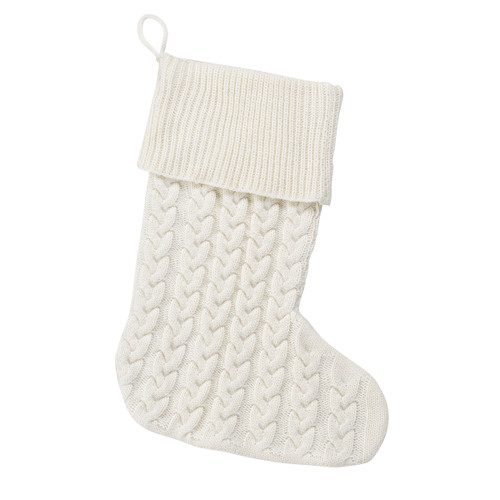 Embroidered Cream Knit Stocking