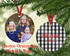 Custom Photo Ornament - BLACK & WHITE PLAID - Choose shape and type