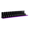 Capri Tools 3/8 in. Drive Shallow and Deep Impact Socket Set, 12-Point, Metric, 8 to 22 mm, 30-Piece with Purple Billet Aluminum Socket Rail