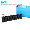 Capri Tools 3/4-Inch Drive Deep Impact Socket Set, SAE, CrMo, 8-Piece