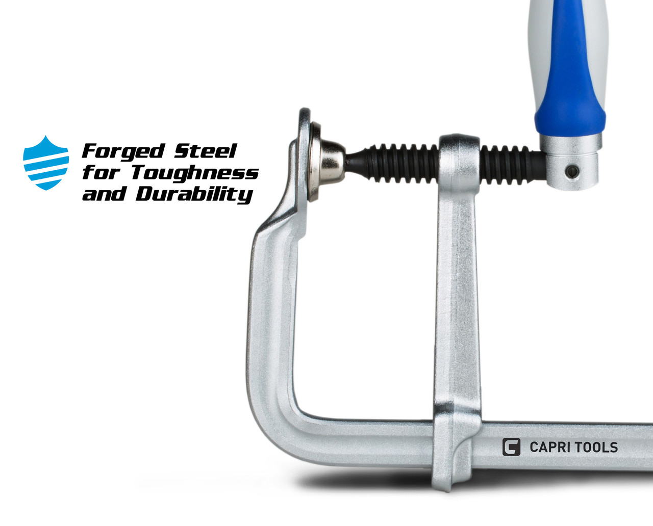 Capri Tools 8-Inch All Steel Bar Clamp with Foldable Ergonomic Handle, 4-Inch Throat Depth, 922 lb Clamping Force