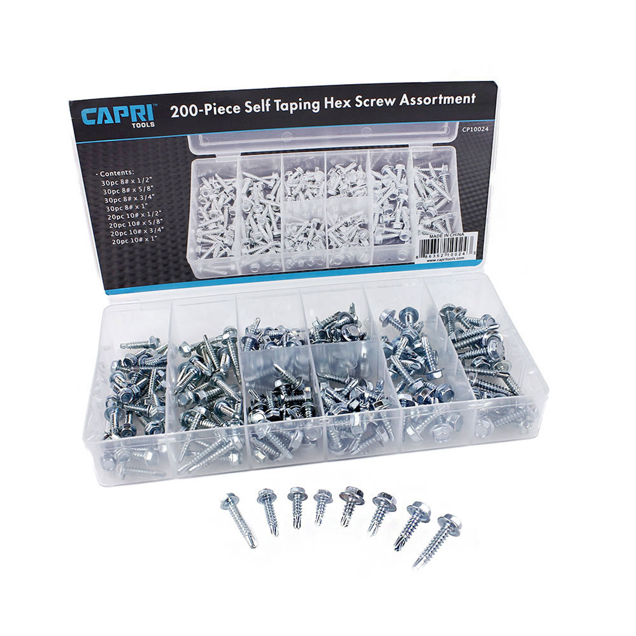 Capri Tools 200-Piece Self Tapping Hex Screw Assortment