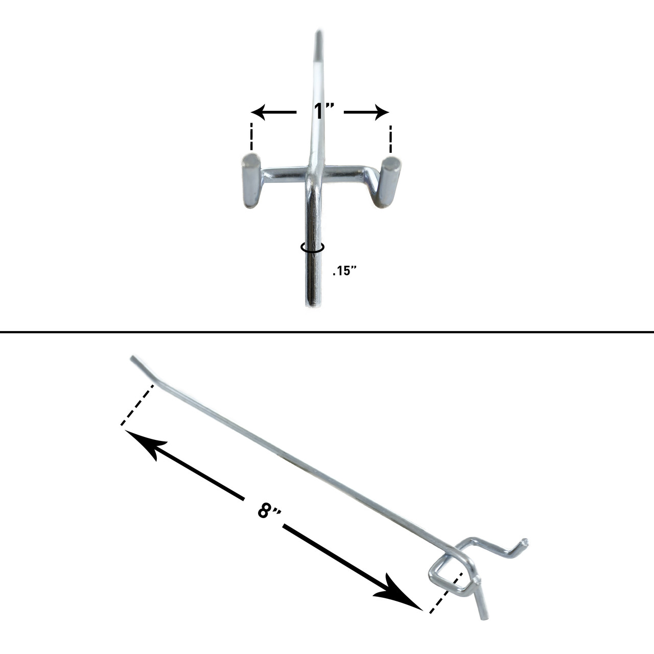 Capri Tools 50-Pack 8-Inch Metal Peg Board Shelving Hooks, Fits 1/4 to 1/8-Inch Board