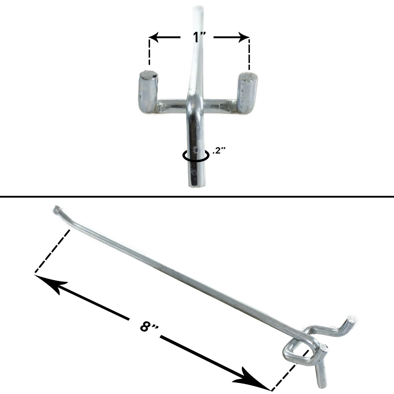 Capri Tools Heavy Duty 8-Inch Metal Peg Board Shelving Hooks, 50-Pack