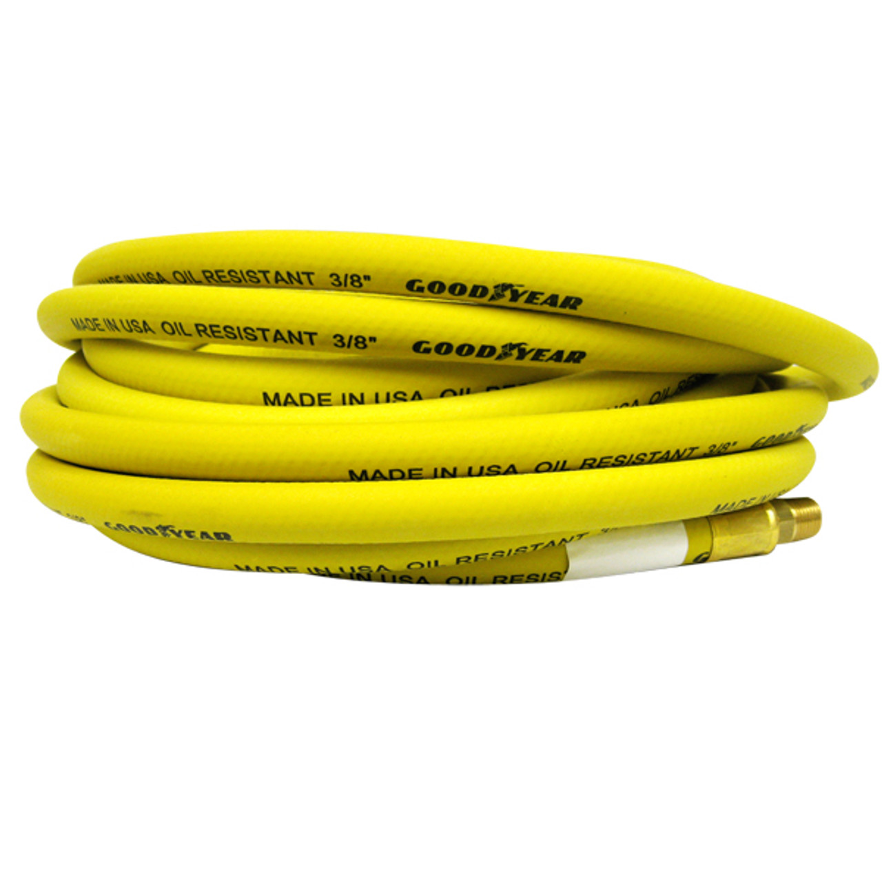 Continental 3/8-Inch x 50-Feet Safety Rubber Air Hose 1/4-Inch Fitting Ends, Yellow - Made in USA