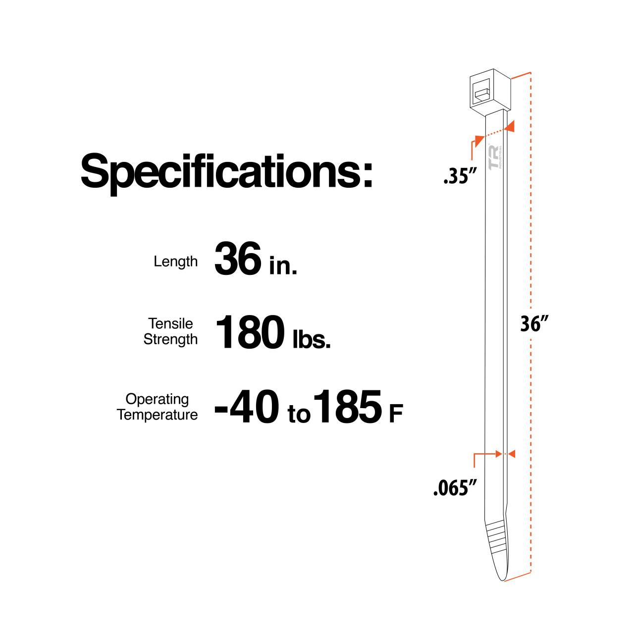 TR Industrial Multi-Purpose UV Resistant Black Cable Ties, 36 inches, 100 Pack