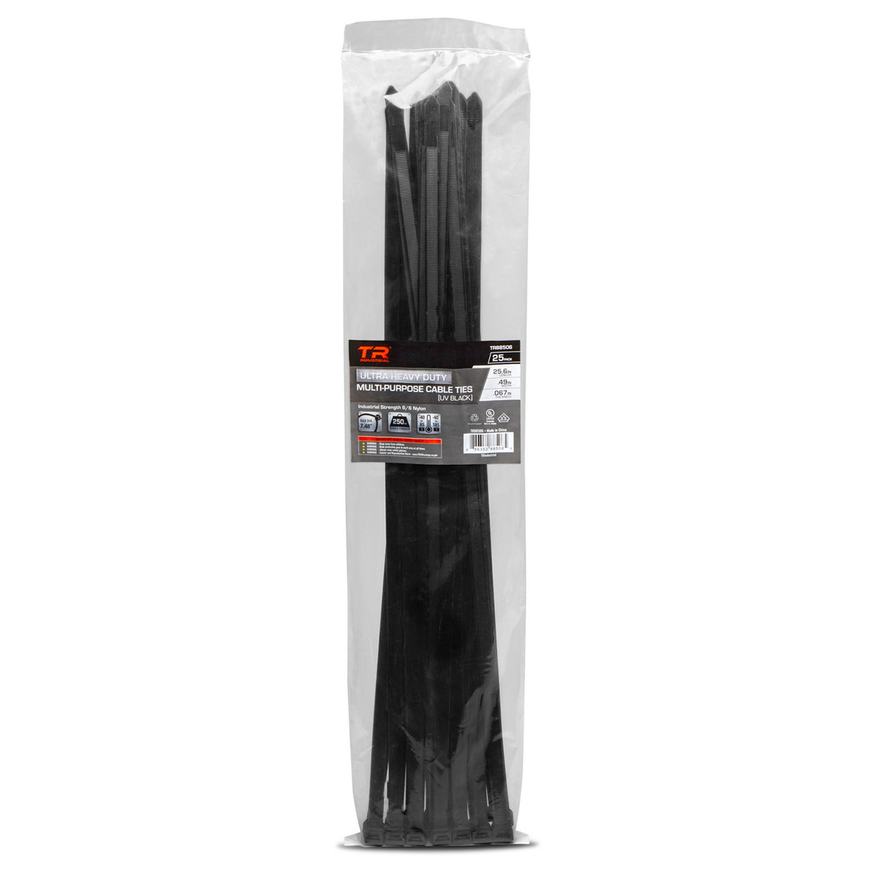 TR Industrial Ultra Heavy Duty Multi-Purpose UV Cable Ties (25-Piece), 250 lbs. Tensile Strength, 25.6", Black