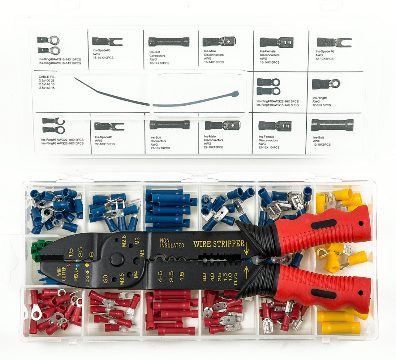 Presa Solderless Copper Wire Terminal / Connection Set with Crimper / Wire Stripping Tool, 175 Pieces