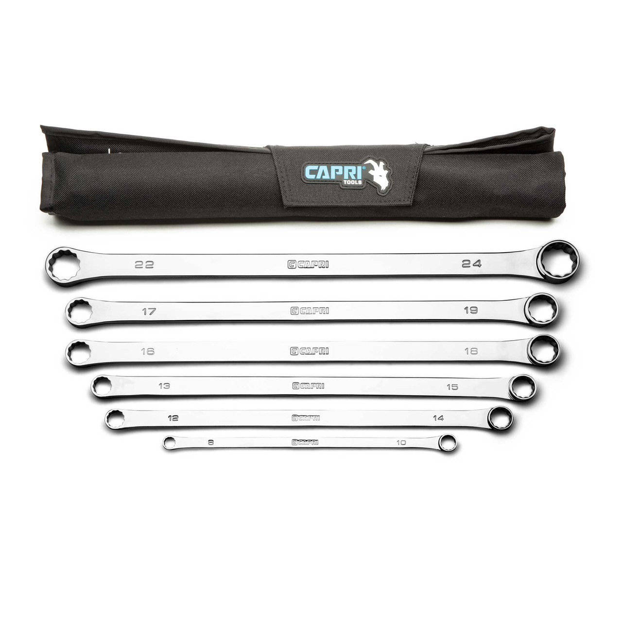 Capri Tools 0 Degree Offset Extra Long Box End Wrench Set, Metric, 8-24 mm, 12 Sizes, 6-Piece