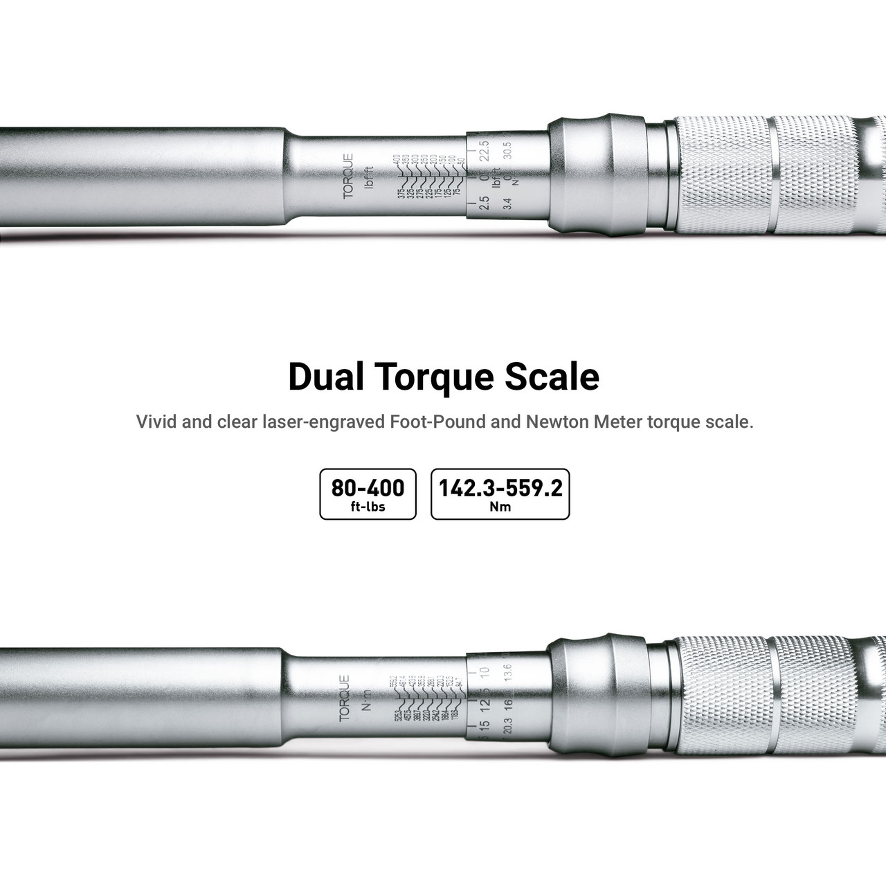 Capri Tools 80-400 Foot Pound Industrial Torque Wrench, 3/4"", Matte Chrome