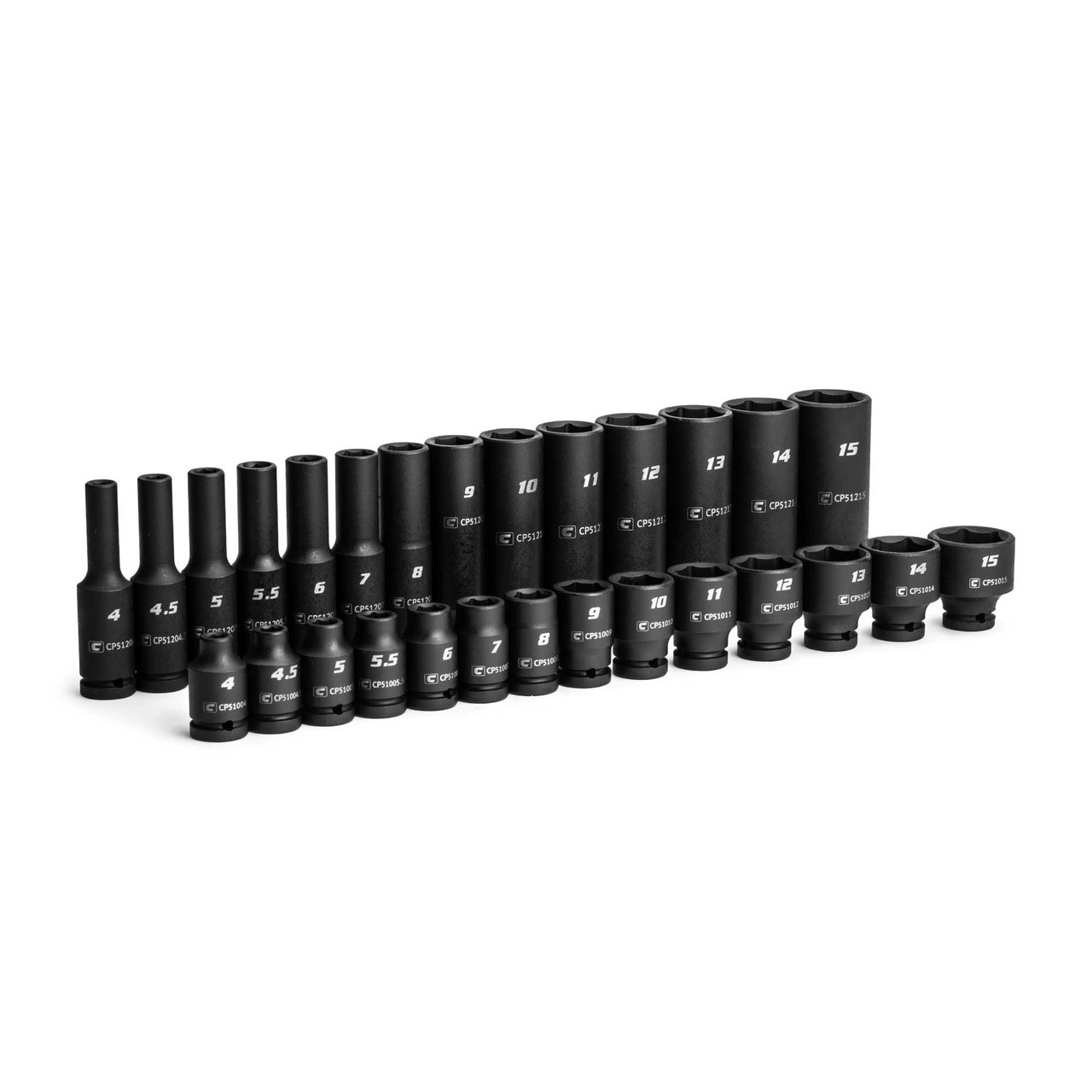 Capri Tools 1/4 in. Drive Shallow and Deep Impact Socket Set, 4 to 15 mm, Metric, 28-Piece