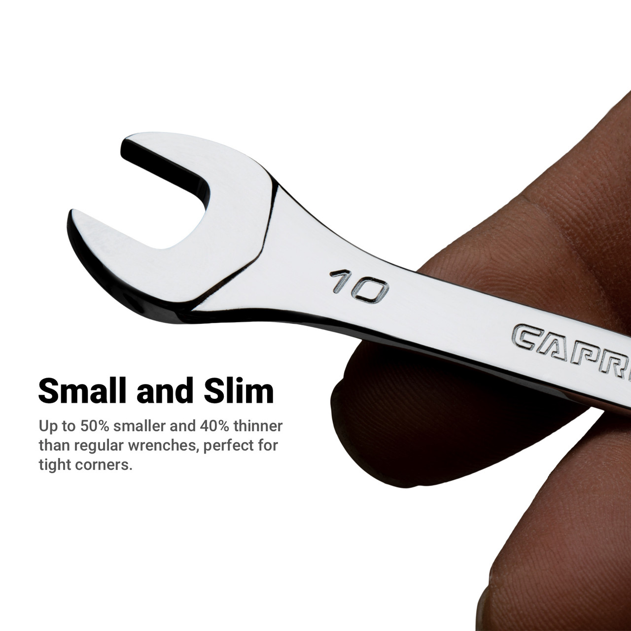 Capri Tools 10 mm x 11 mm Slim Mini Open End Wrench, Metric