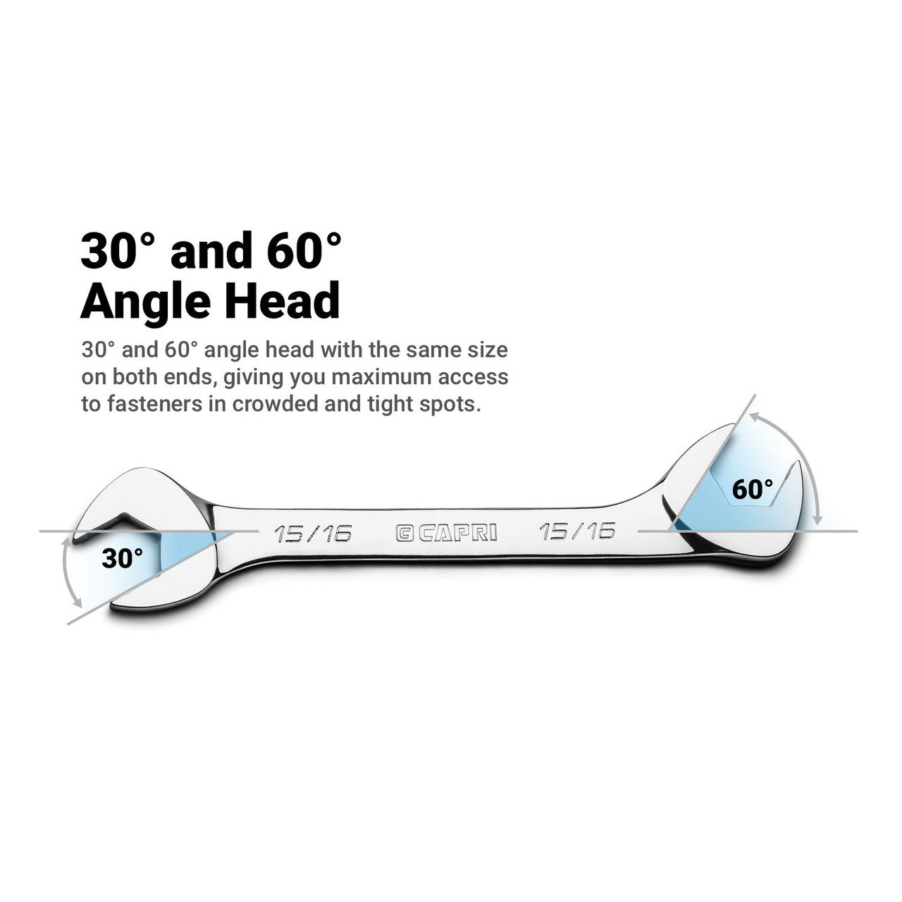 Capri Tools 9/16 in. Angle Open End Wrench, 30° and 60° angles, SAE