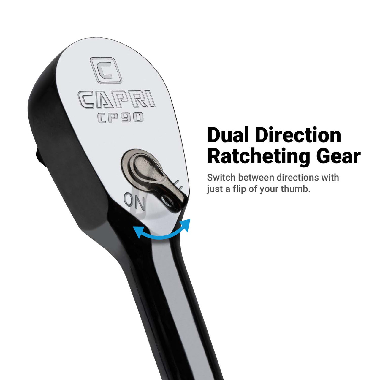 Capri Tools 1/2 in. Drive Fine 90-Tooth Extra Long Ratchet, Ergonomic Soft Grip