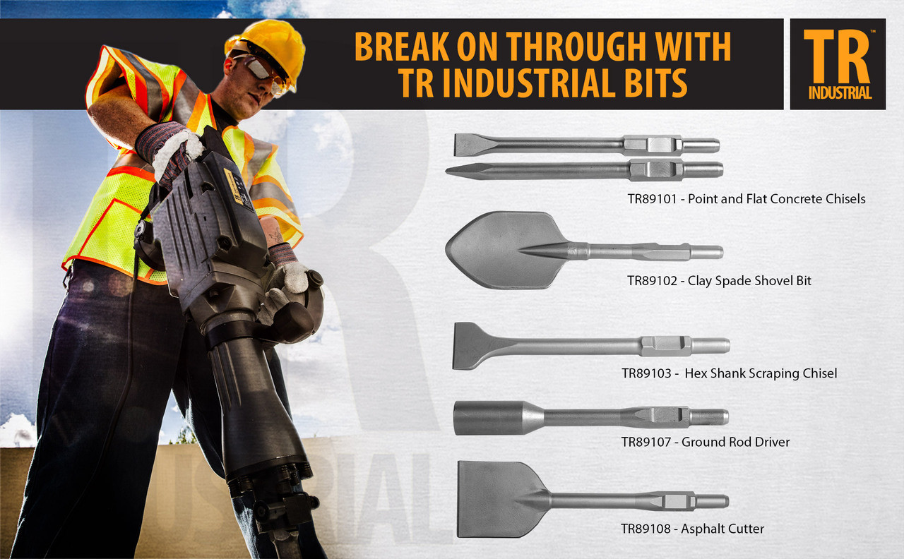 TR Industrial Demolition Jackhammer 1700W 60J, Point, Flat Chisels 