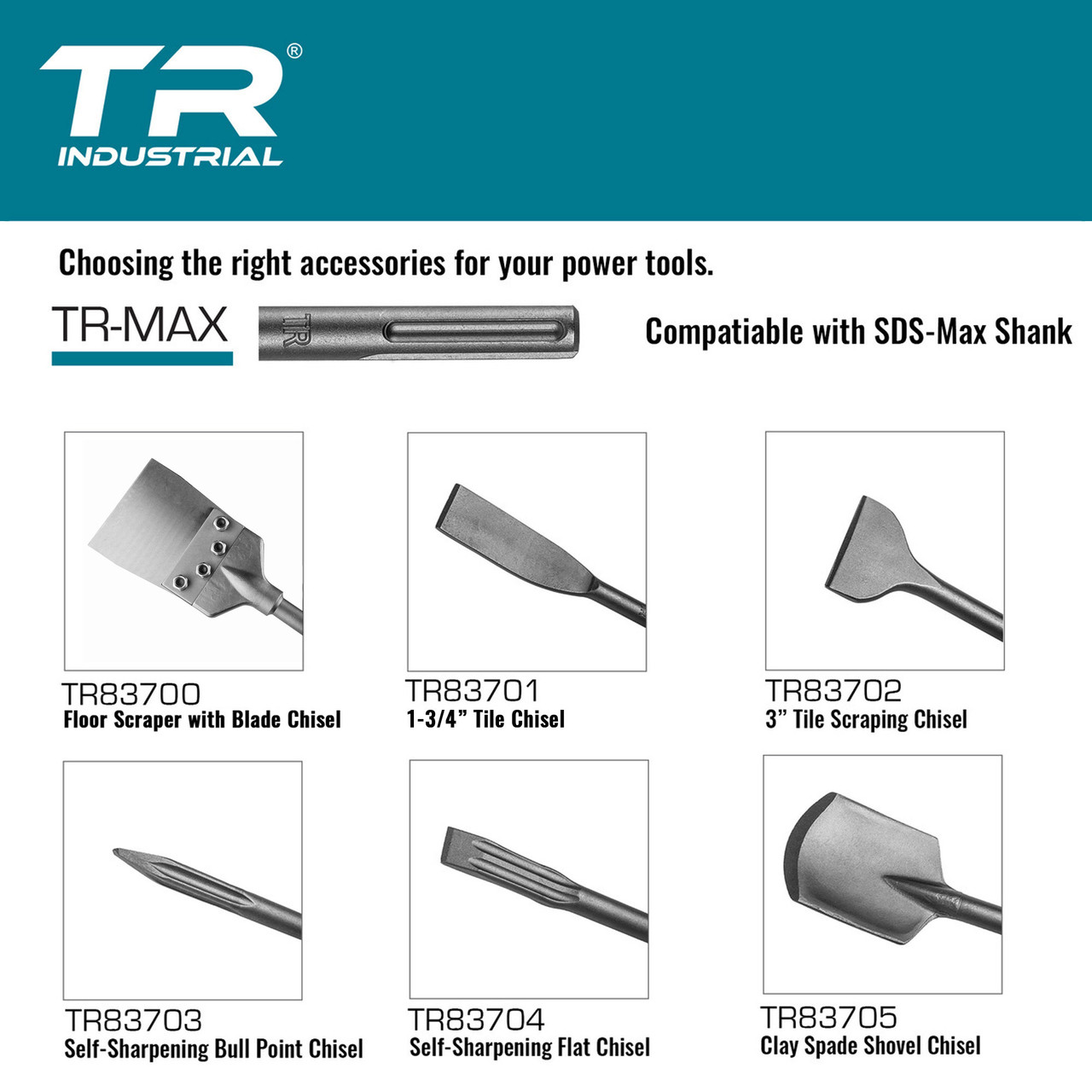 TR Industrial 3 in. Scaling Chisel, Compatible with TR-Max and SDS Max