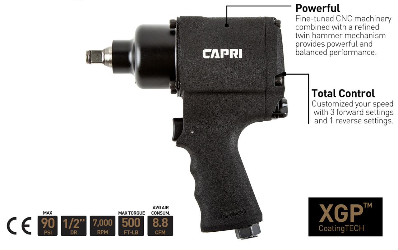 Capri Tools 32003 Air Impact Wrench, 7000 RPM, 1/2 Inch Drive