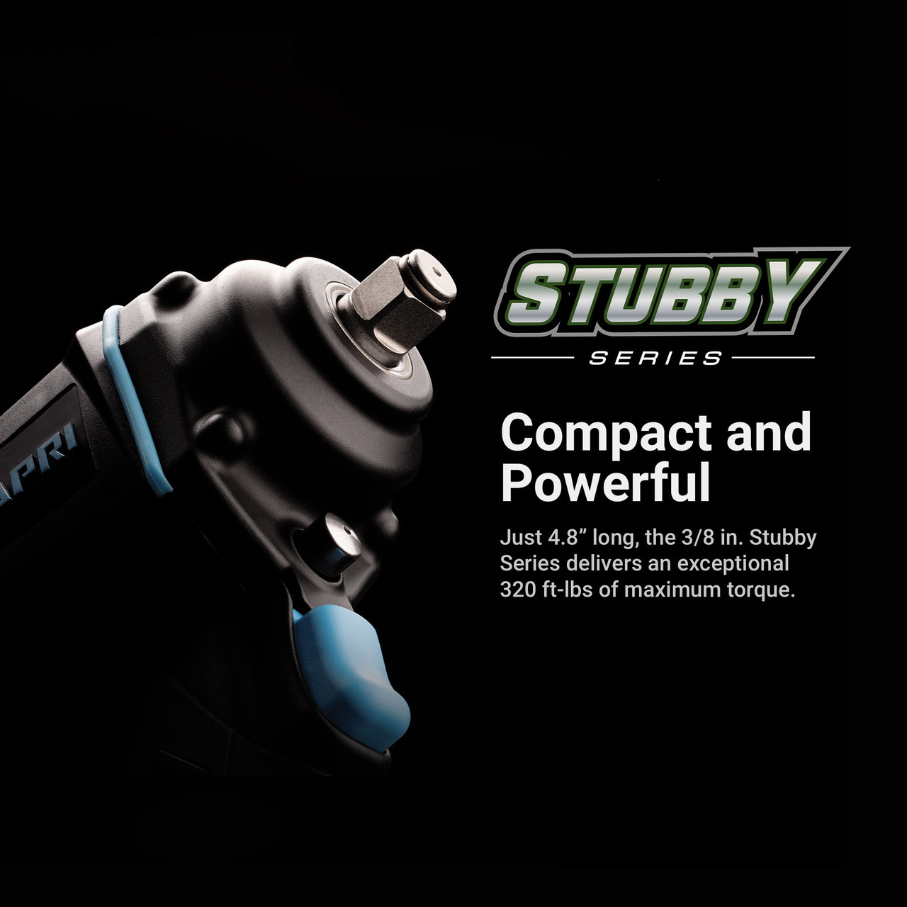 Capri Tools 3/8 in. Stubby Air Impact Wrench, 320 ft. lbs.