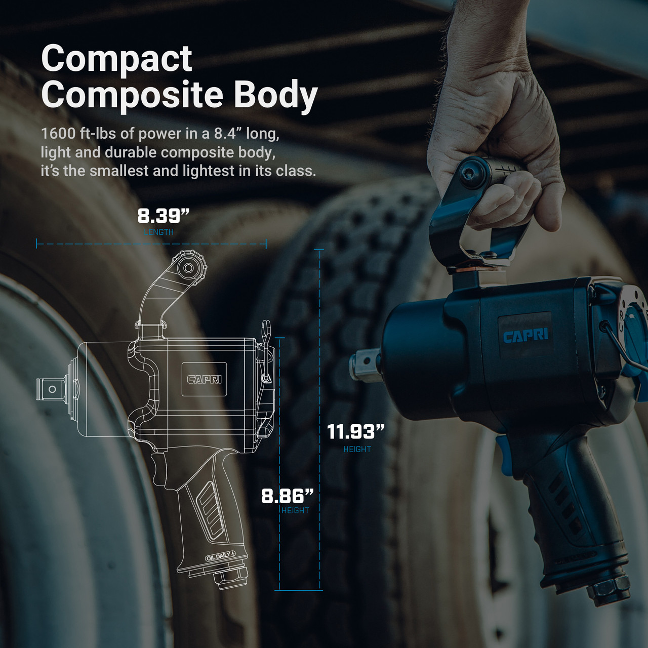 Capri Tools 3/4 in. Twin Power Air Impact Wrench, 1600 ft. lbs.