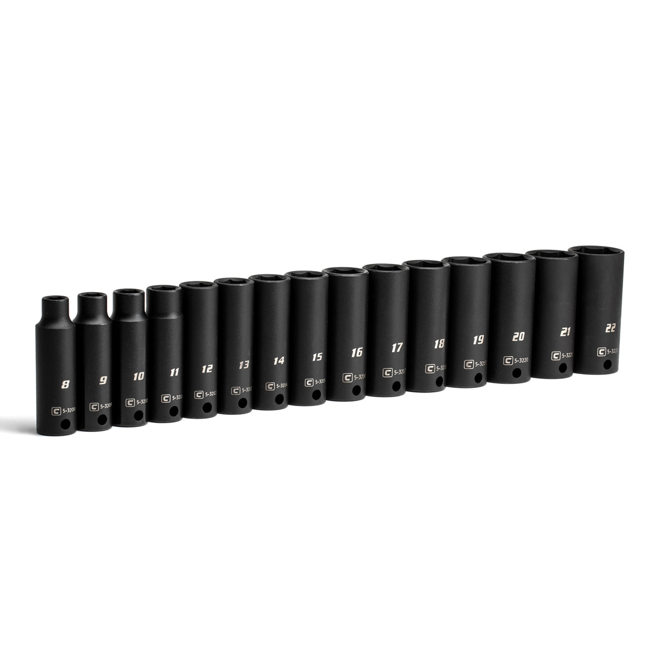 Capri Tools 3/8 in. Drive Deep Impact Socket Set, Metric, 8 to 22 mm, 15-Piece