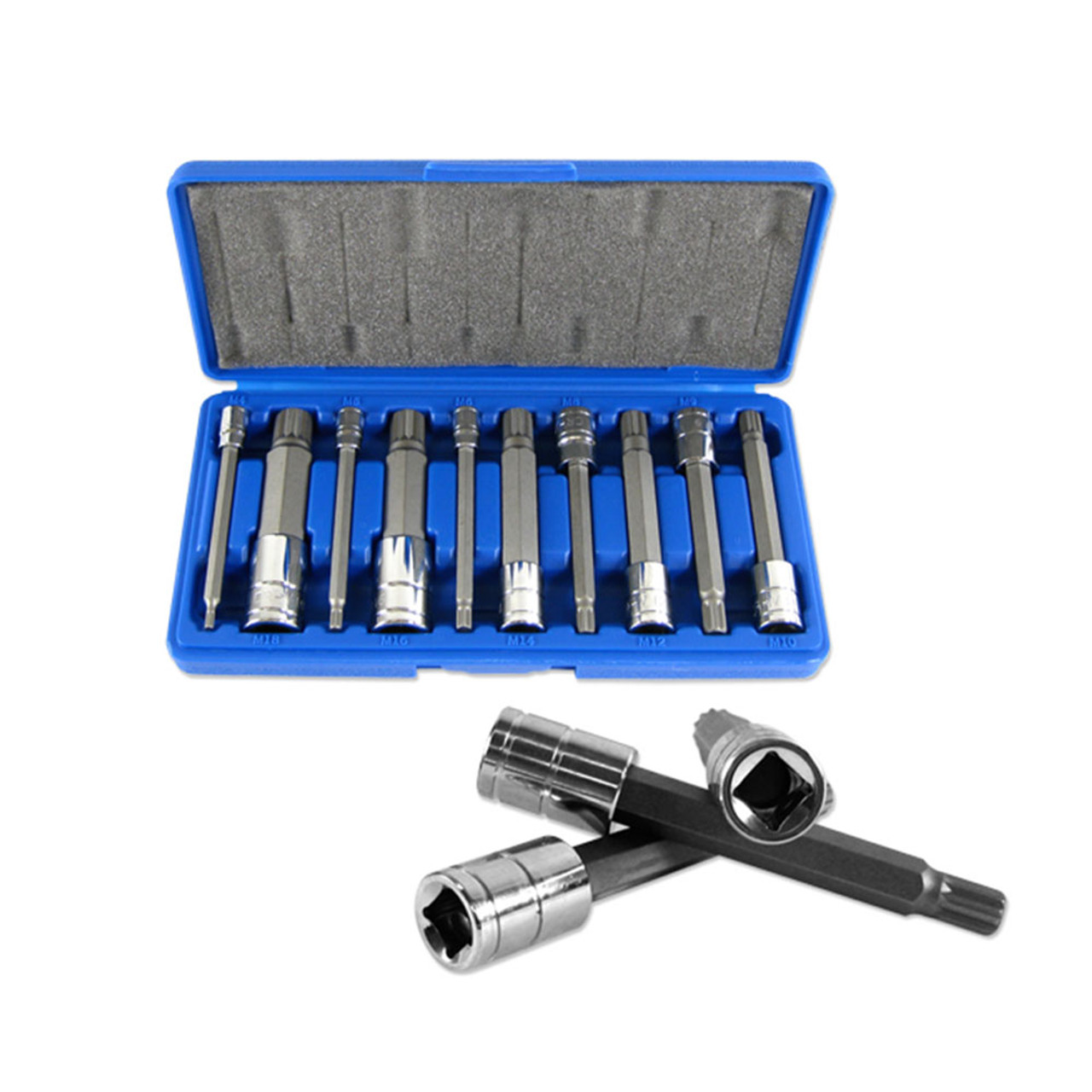 Capri Tools 10-Piece Long XZN Triple Square Bit Socket Set