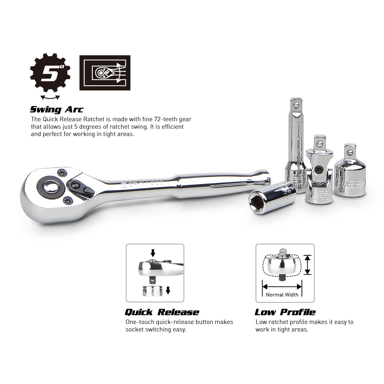 Capri Tools 1/4-Inch Drive Master Socket Set with Ratchets, Adapters and Extensions, 51-Piece