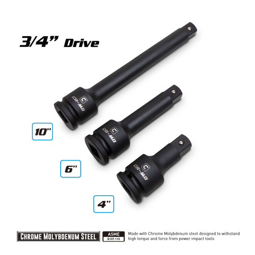 Capri Tools 3/4-Inch Drive Impact Extension Bar Set, CrMo, 3-Piece