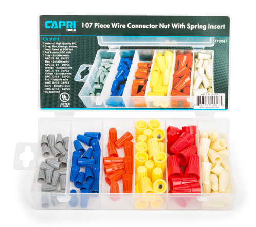 Capri Tools 107-Piece Wire Connector with Spring Inserts, UL Approved