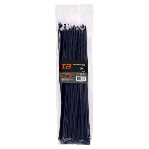 TR Industrial Multi-Purpose UV Resistant Black Cable Ties, 14 inches, 100 Pack