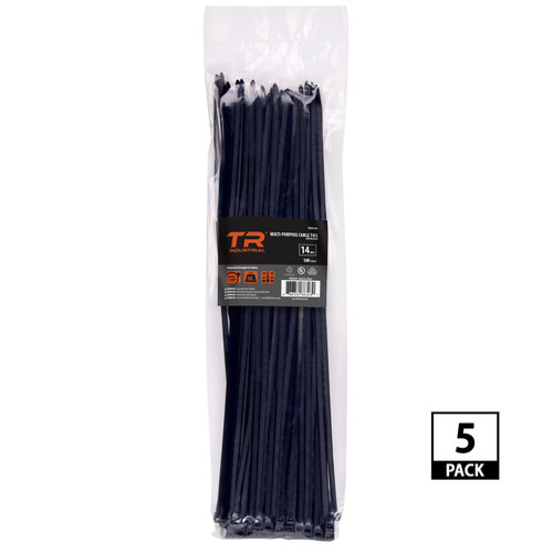 TR Industrial Multi-Purpose UV Resistant Black Cable Ties, 14 inches, 500 Pack