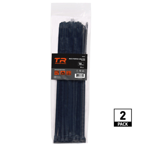 TR Industrial Multi-Purpose UV Resistant Black Cable Ties, 18 inches, 100 Pack