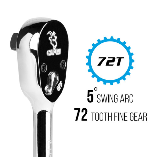 Capri Tools 3/8-Inch Drive Low Profile Ratchet, True 72-Tooth, 5-Degree Swing Arc