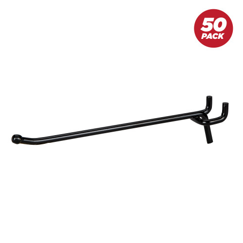 Presa Heavy Duty Black Steel Peg Board Shelving Hooks, 6-Inch, 50-Pack