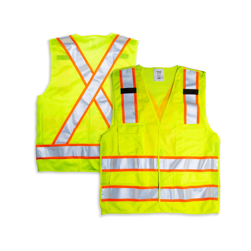 TR Industrial 5-Point Breakaway High Visibility Safety Vest, Type R Class 2, Size L