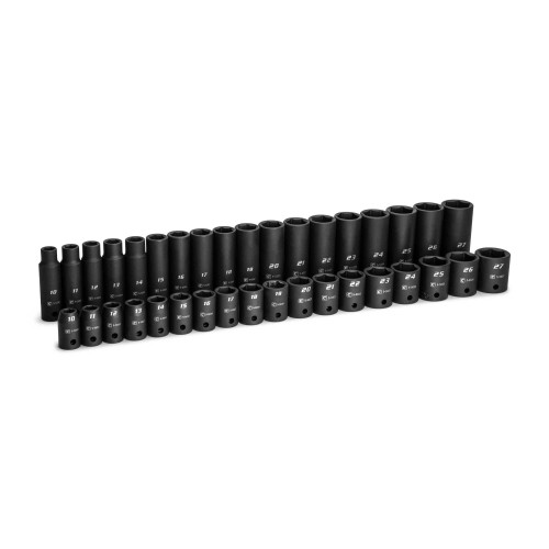 Capri Tools 1/2 in. Drive Shallow and Deep Impact Socket Set, Metric, 10 to 27 mm, 36-Piece