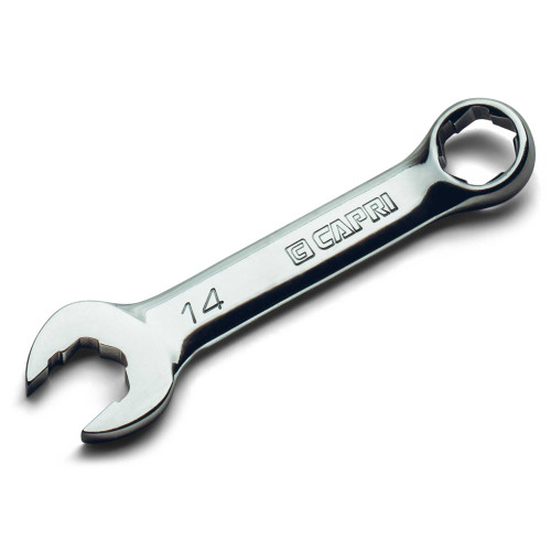 Capri Tools 14 mm WaveDrive Pro Stubby Combination Wrench for Regular and Rounded Bolts