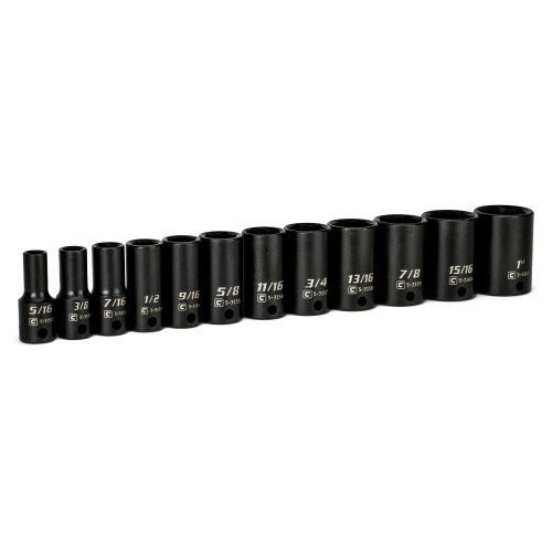 Capri Tools 3/8 in. Drive Semi-Deep Impact Sockets Set, SAE, 5/16 to 1 in., 12-Piece