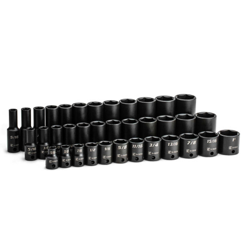 Capri Tools 3/8 in. Drive Shallow, Semi-Deep and Deep Impact Socket Set, SAE, 5/16 to 1 in., 36-Piece