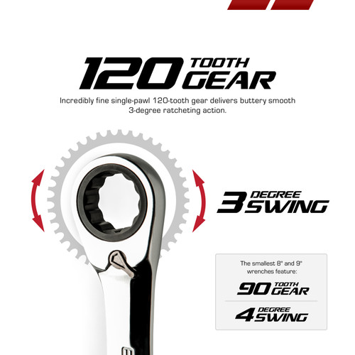 Non Stop 16 mm Ultrafine 120-Tooth Reversible Ratcheting Combination Wrench