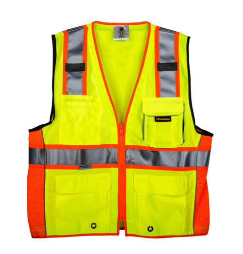 TR Industrial 3M Safety Vest with Pockets and Zipper, Class 2, Size XXXL