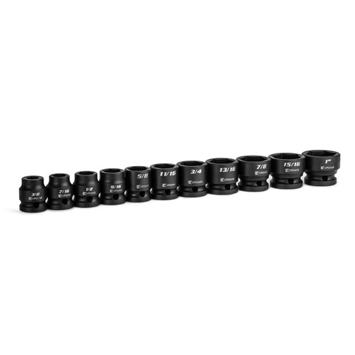 Capri Tools 1/2 in. Drive Stubby Impact Socket Set, SAE, 3/8 to 1 in., 11-Piece